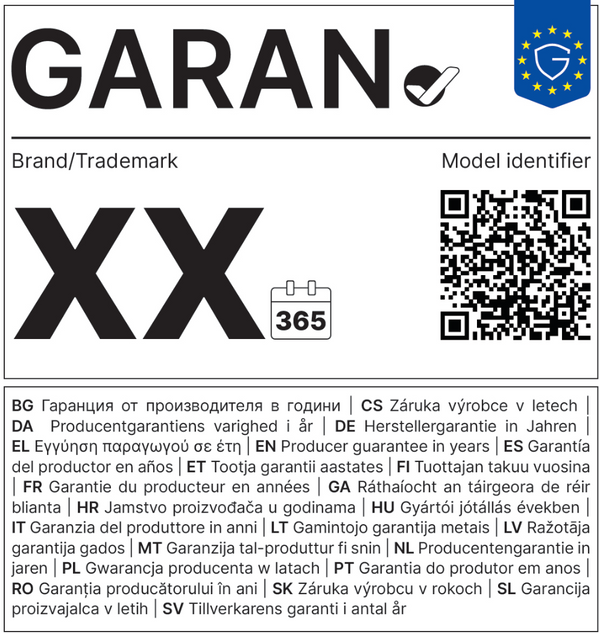 Garantieetikett für ergonomische Stühle