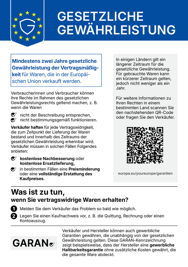 Infografik gesetzliche Gewährleistung HAG-Stühle